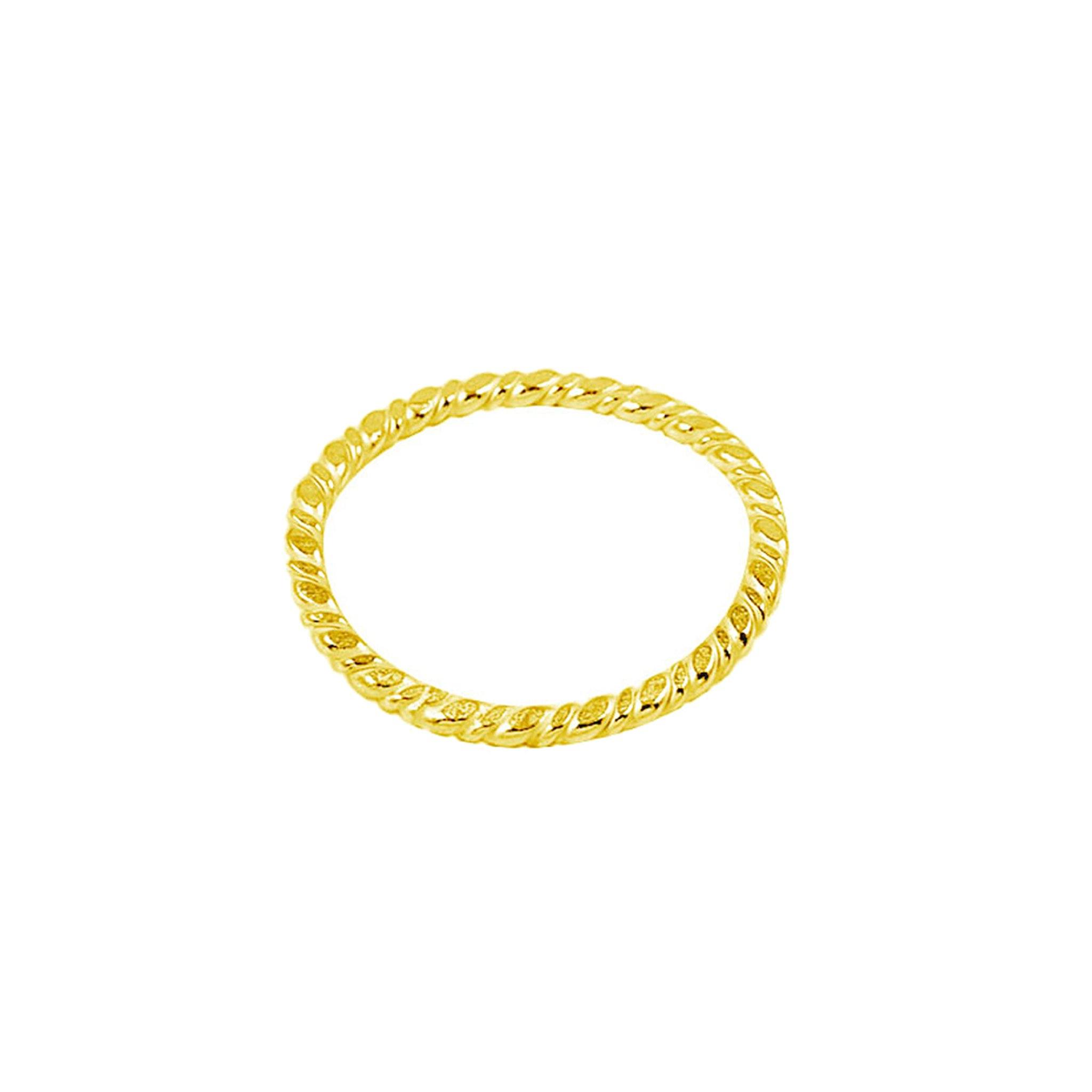 Rope-style gold bangle with 18K gold overlay over copper, handcrafted in India with polished finish.