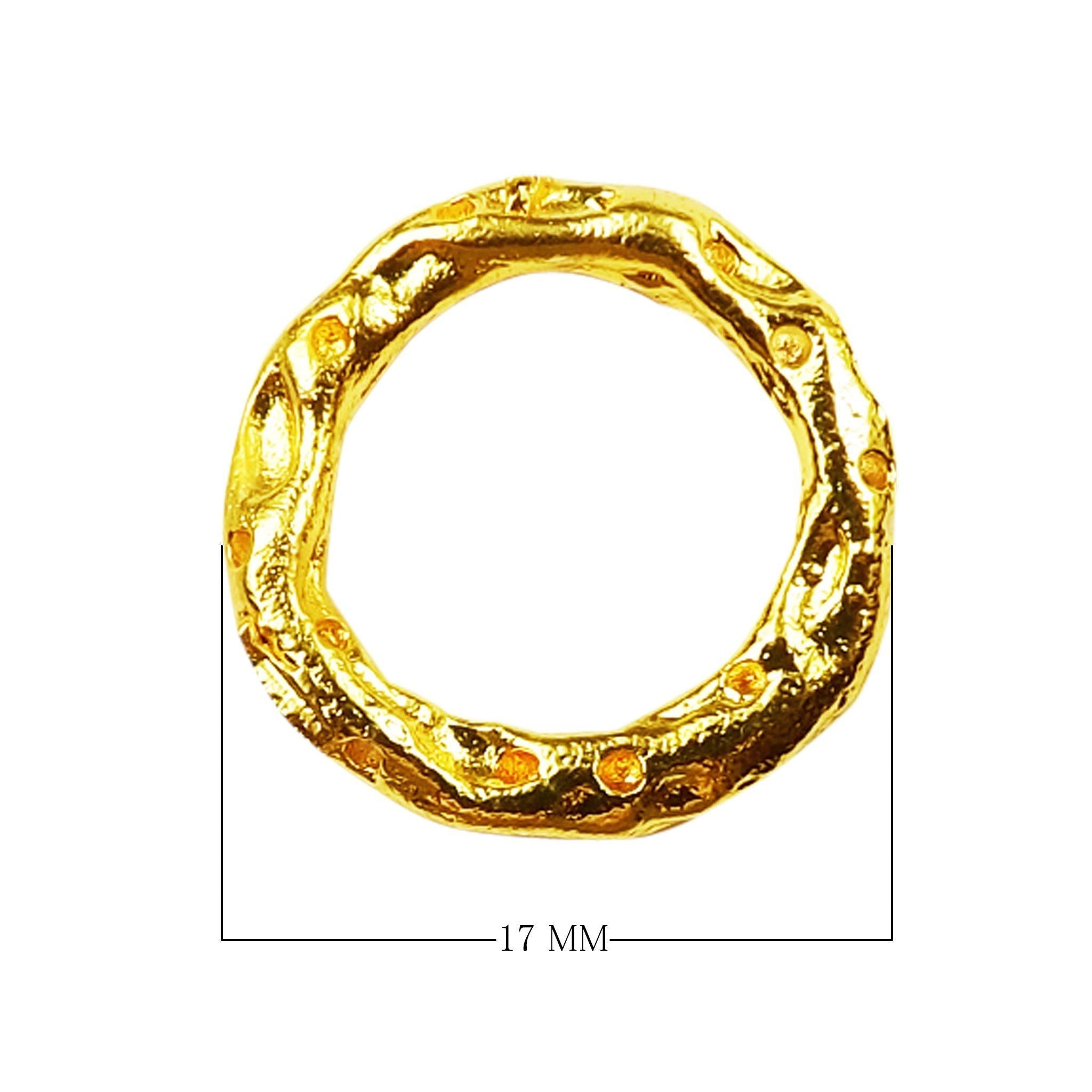 Minimalist hammered circle ring with 18K Gold Overlay over Copper, handcrafted artisan jewelry from India.