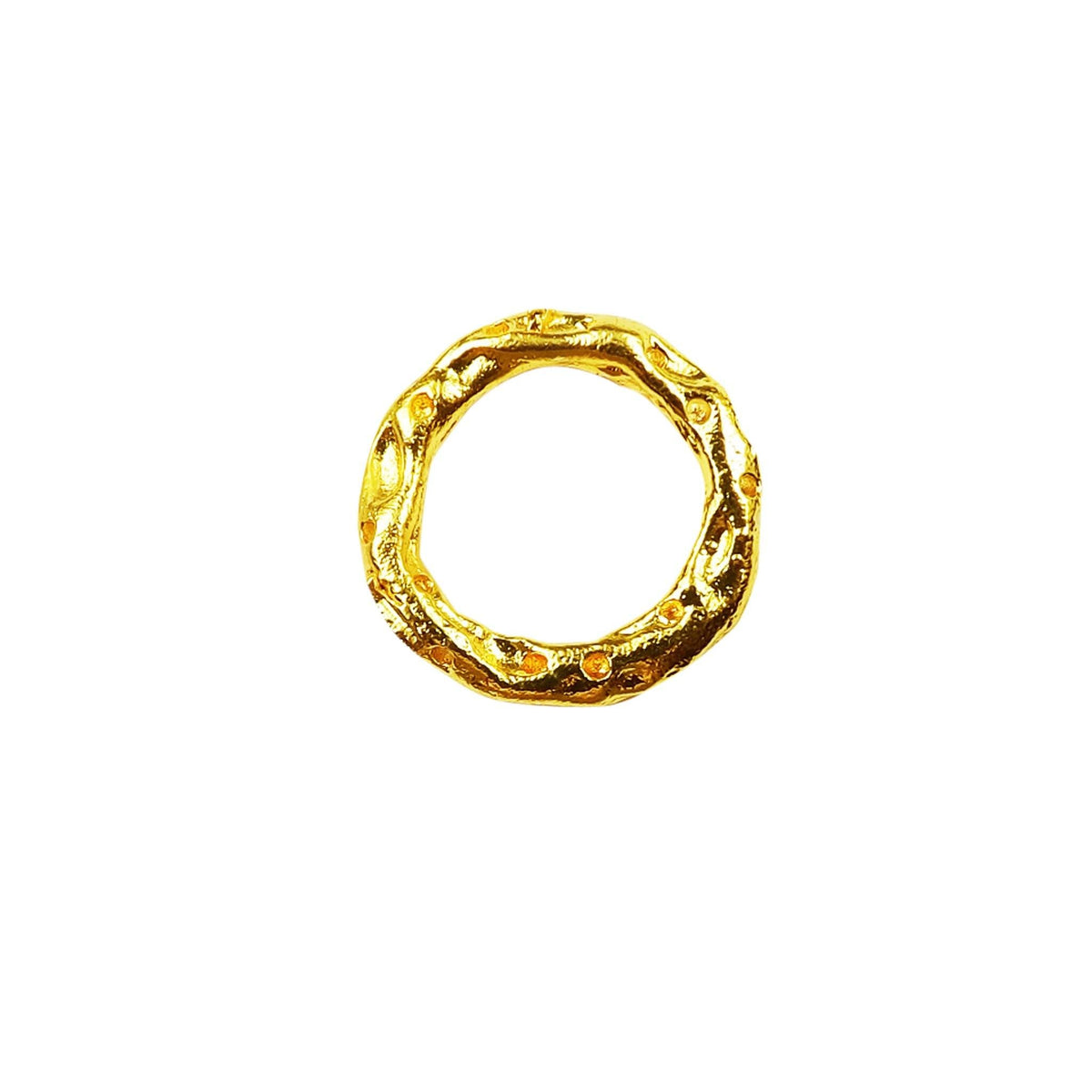 Minimalist hammered circle ring with 18K Gold Overlay over Copper, handcrafted artisan jewelry from India.