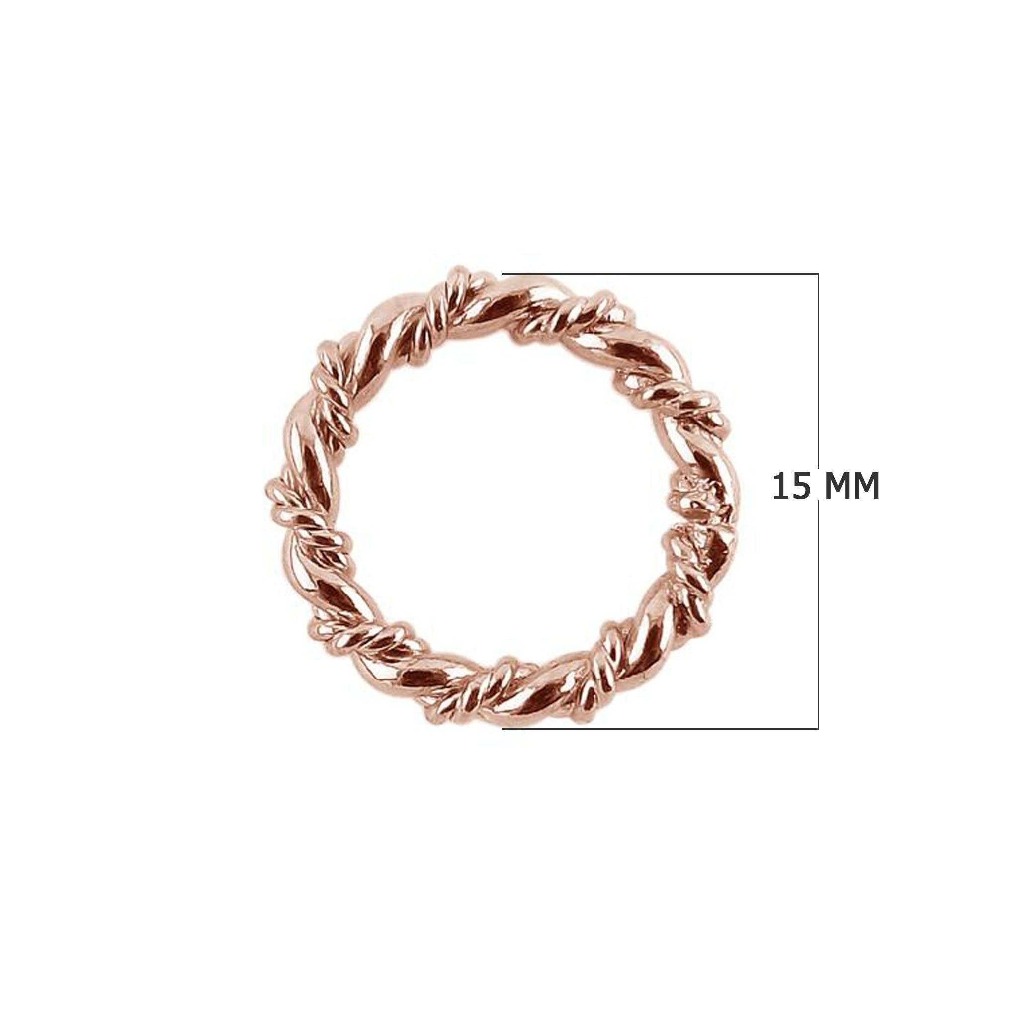 Handcrafted braided Rose Gold Overlay Over Copper ring with polished rope texture, made in India