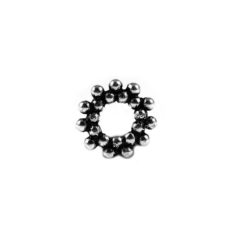 Handcrafted beaded silver overlay over copper ring with raised granule texture made in India