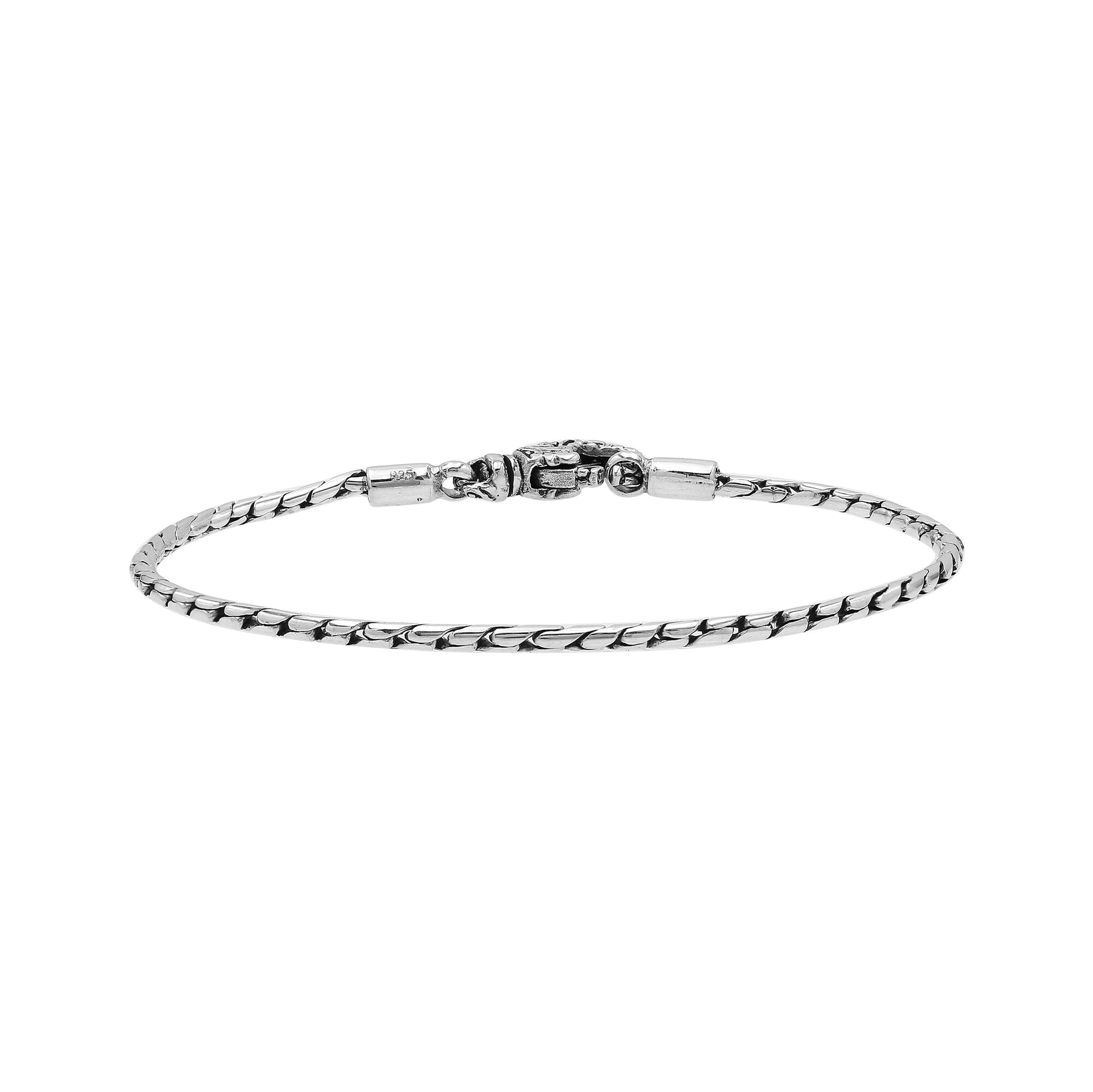SB-0127-S-2MM-LB-7" Sterling Silver Bracelet With Lobster Jewelry Bali Designs Inc 