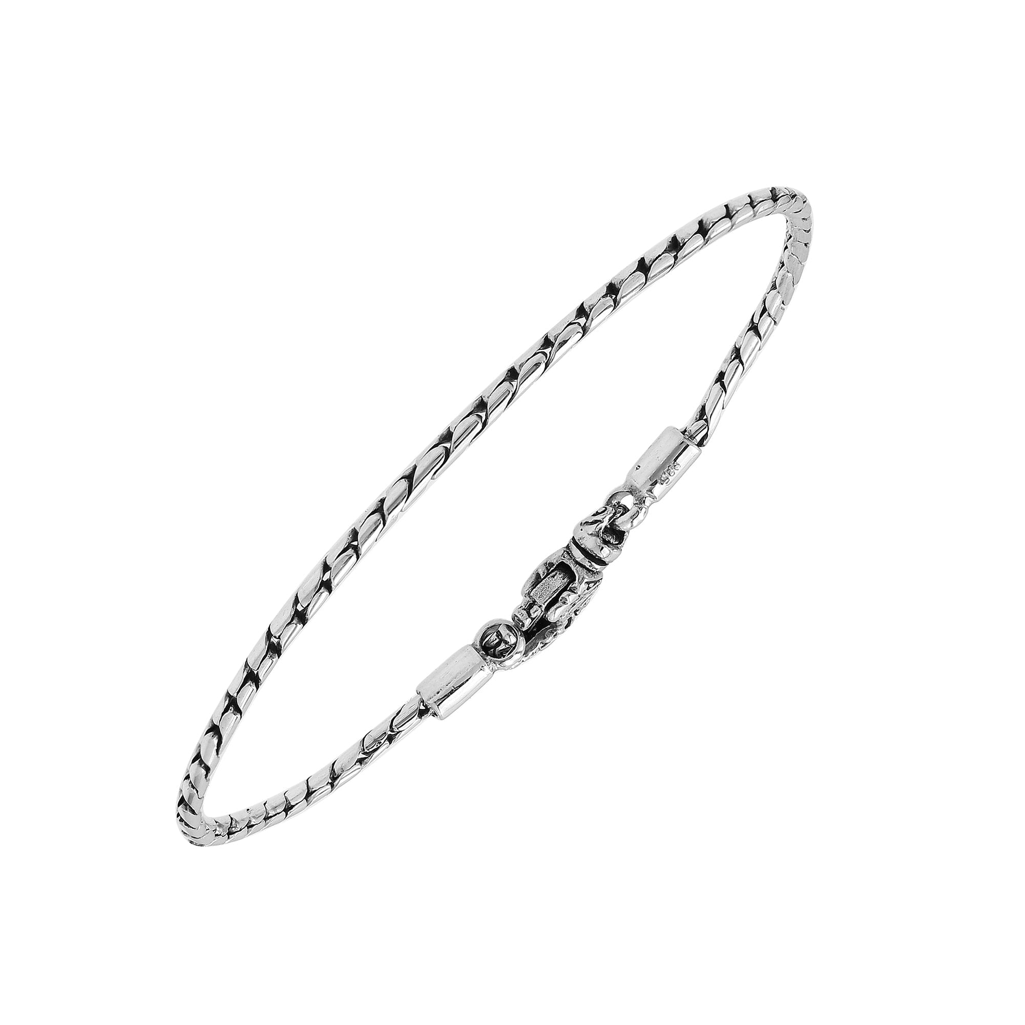 SB-0127-S-2MM-LB-7" Sterling Silver Bracelet With Lobster Jewelry Bali Designs Inc 