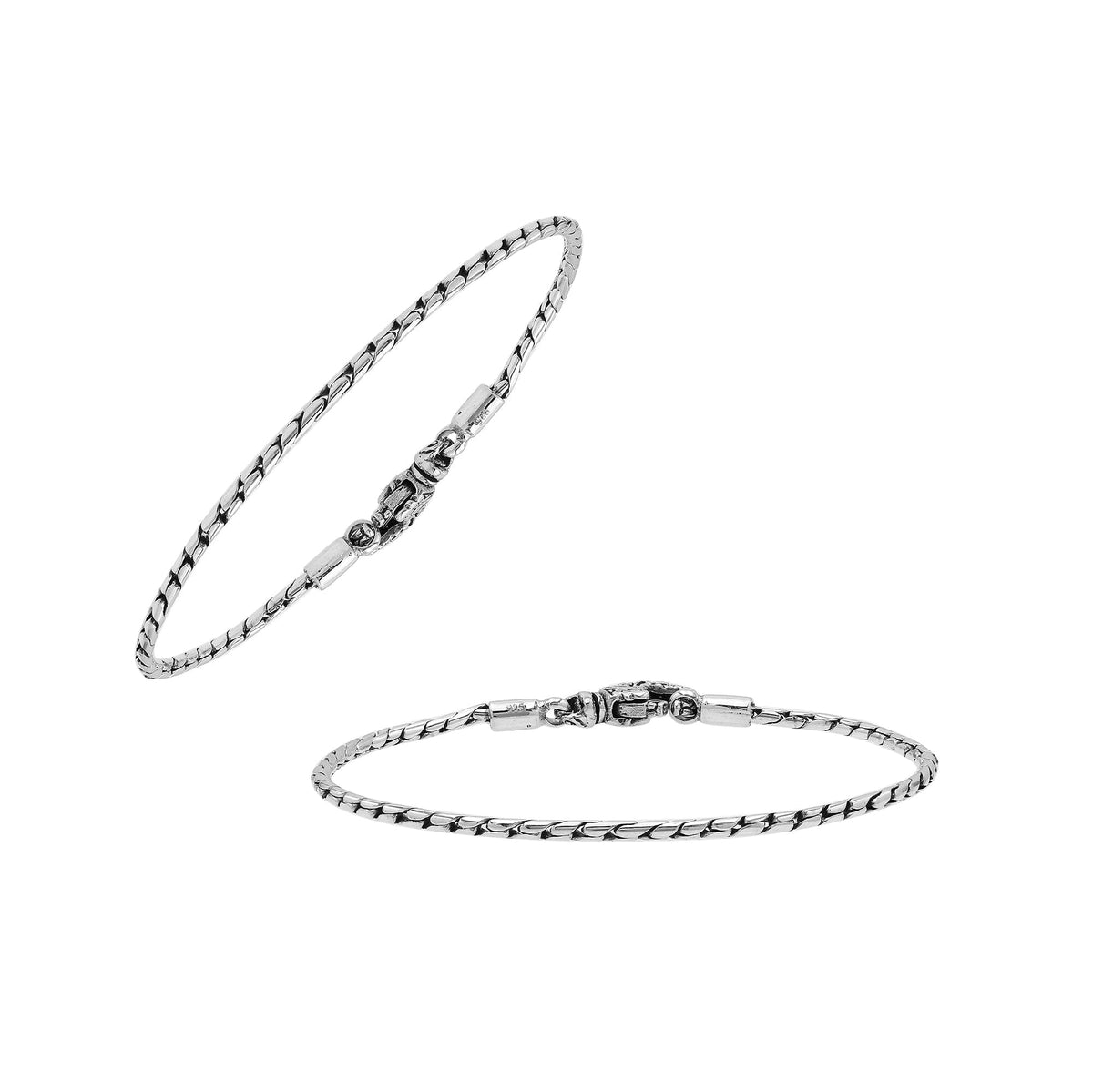 SB-0127-S-2MM-LB-7" Sterling Silver Bracelet With Lobster Jewelry Bali Designs Inc 