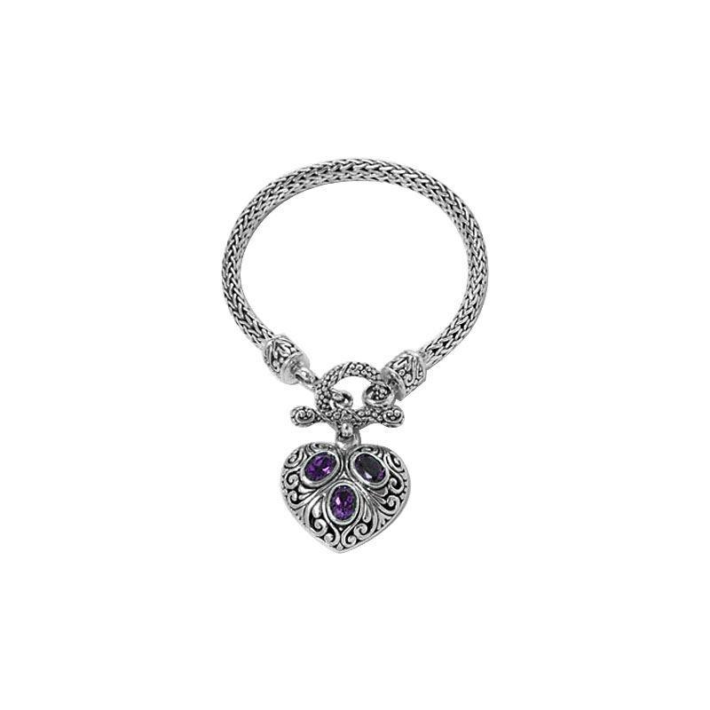 SB-0994-AM Sterling Silver Bracelet With Amethyst Q. Jewelry Bali Designs Inc 
