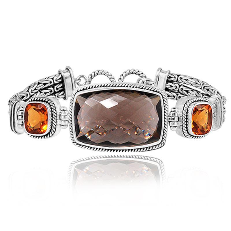 SB-1773-CO1 Sterling Silver Bracelet With Citrine Q., Smokey Quartz Jewelry Bali Designs Inc 