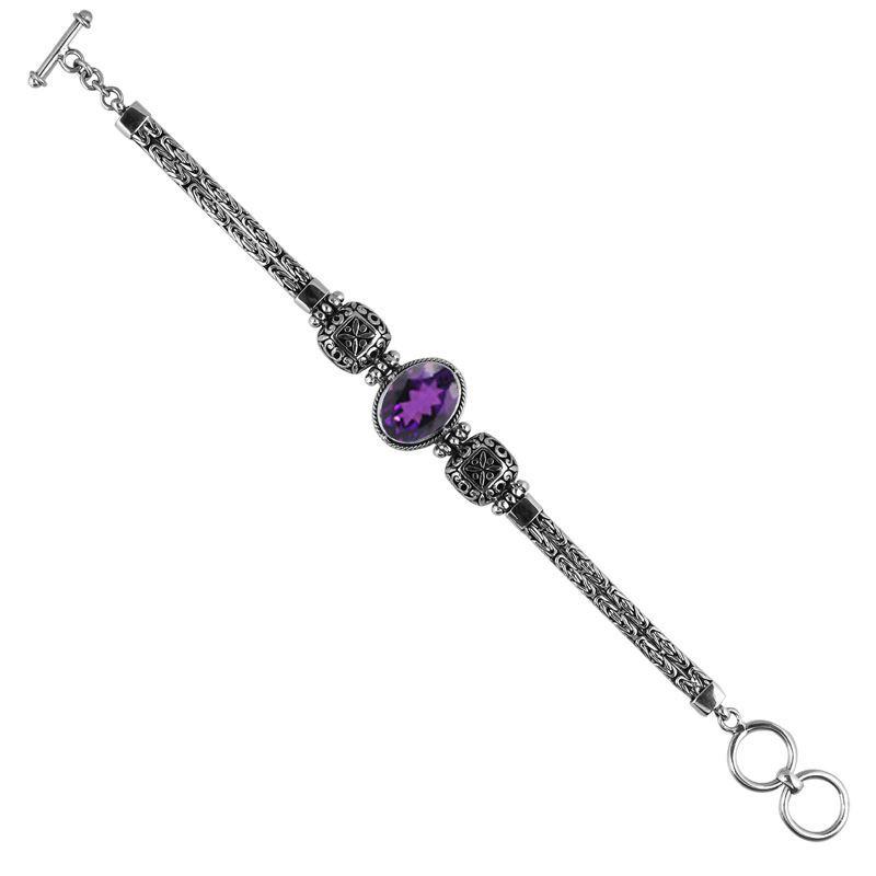 SB-1828-AM Sterling Silver Bracelet With Amethyst Q. Jewelry Bali Designs Inc 