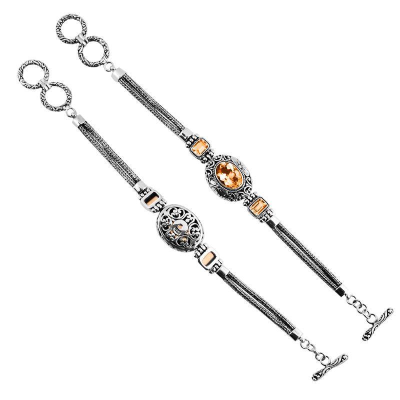 SB-1979-CT Sterling Silver Bracelet With Citrine Q. Jewelry Bali Designs Inc 