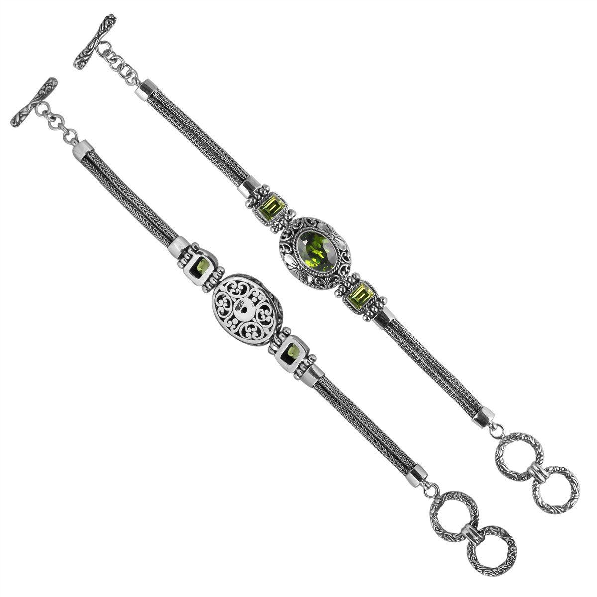 SB-1979-PR Sterling Silver Bracelet With Peridot Q. Jewelry Bali Designs Inc 