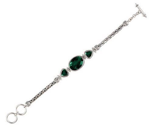 SB-2321-GQ Sterling Silver Bracelet With Green Quartz Jewelry Bali Designs Inc 