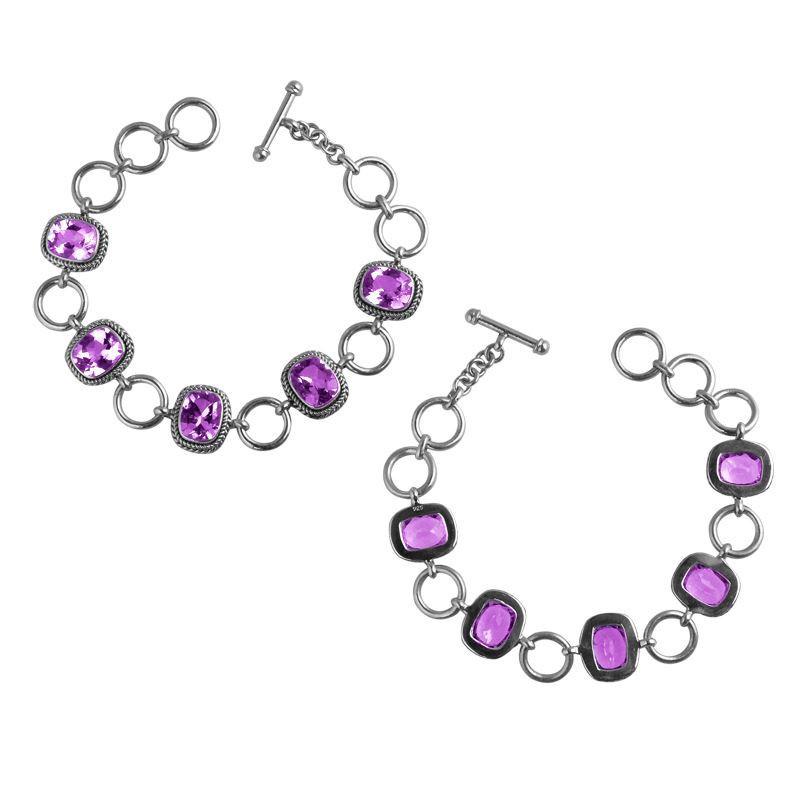 SB-8052-AM Sterling Silver Bracelet With Amethyst Q. Jewelry Bali Designs Inc 