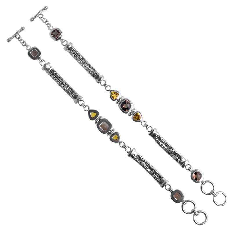 SB-8115-CO1 Sterling Silver Bracelet With Smokey Quartz, Citrine Q. Jewelry Bali Designs Inc 