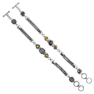 SB-8115-CO1 Sterling Silver Bracelet With Smokey Quartz, Citrine Q. Jewelry Bali Designs Inc 