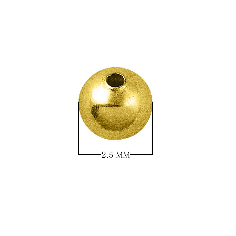 SBG-100-2.5MM 18K Gold Overlay Seamless Bead Beads Bali Designs Inc 