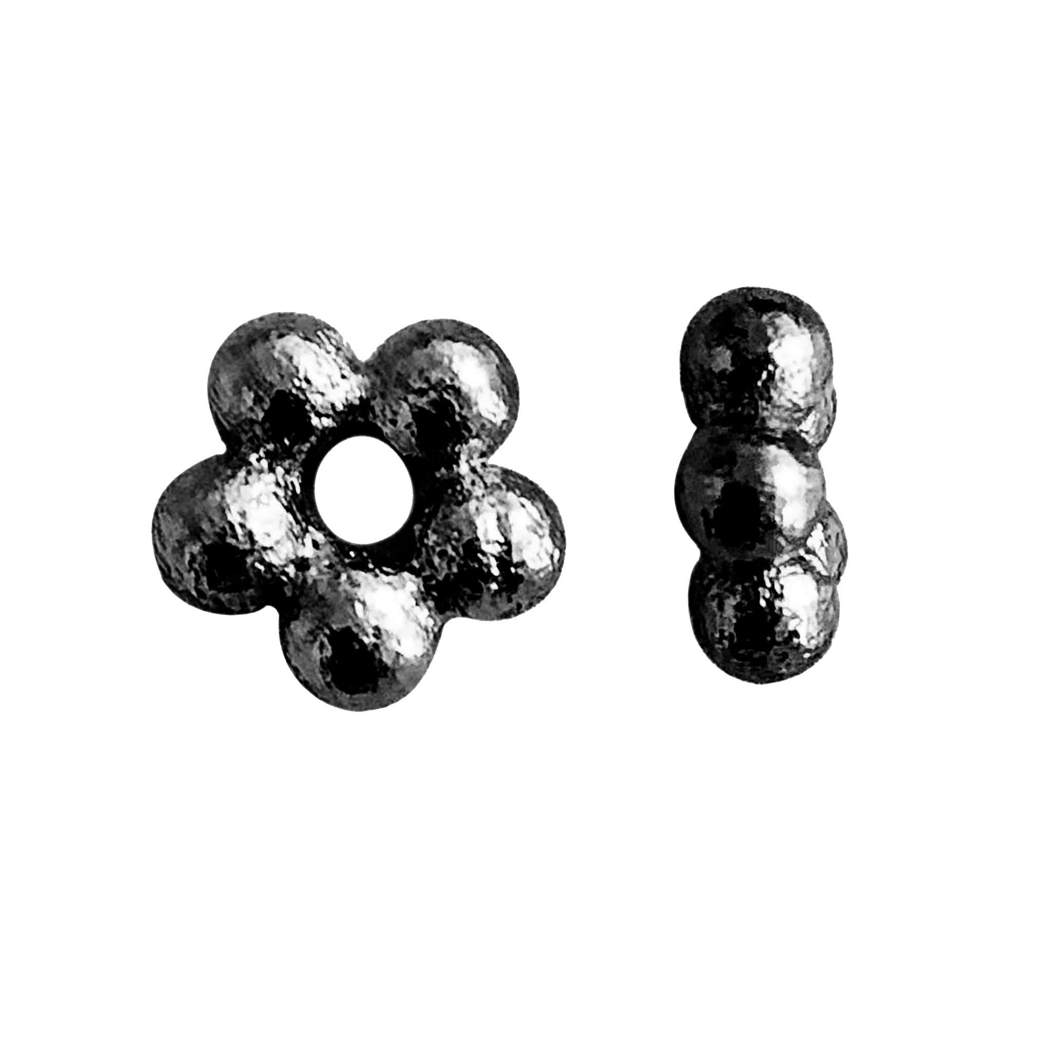 Handcrafted black rhodium overlay beaded floral copper spacer bead from India for modern jewelry designs