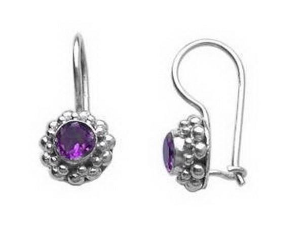 SE-1371-AM Sterling Silver Earring With Amethyst Jewelry Bali Designs Inc 