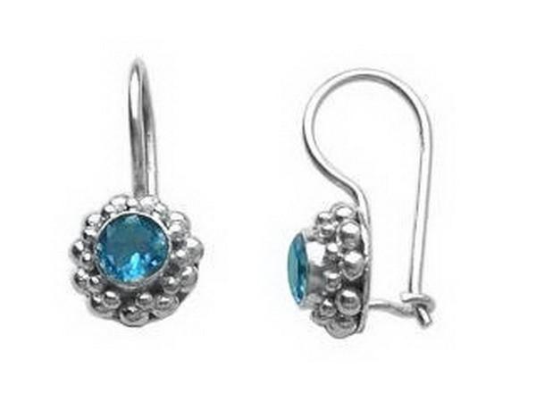 SE-1371-BT Sterling Silver Earring With Blue Topaz Jewelry Bali Designs Inc 