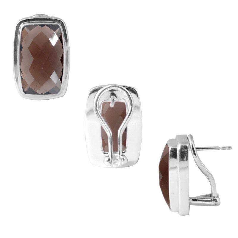 SE-1847-ST Sterling Silver Earring With smokey Quartz Jewelry Bali Designs Inc 