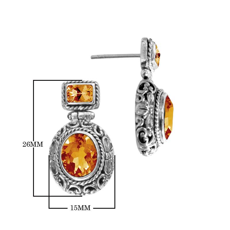 SE-1979-CT Sterling Silver Earring With Citrine Q. Jewelry Bali Designs Inc 