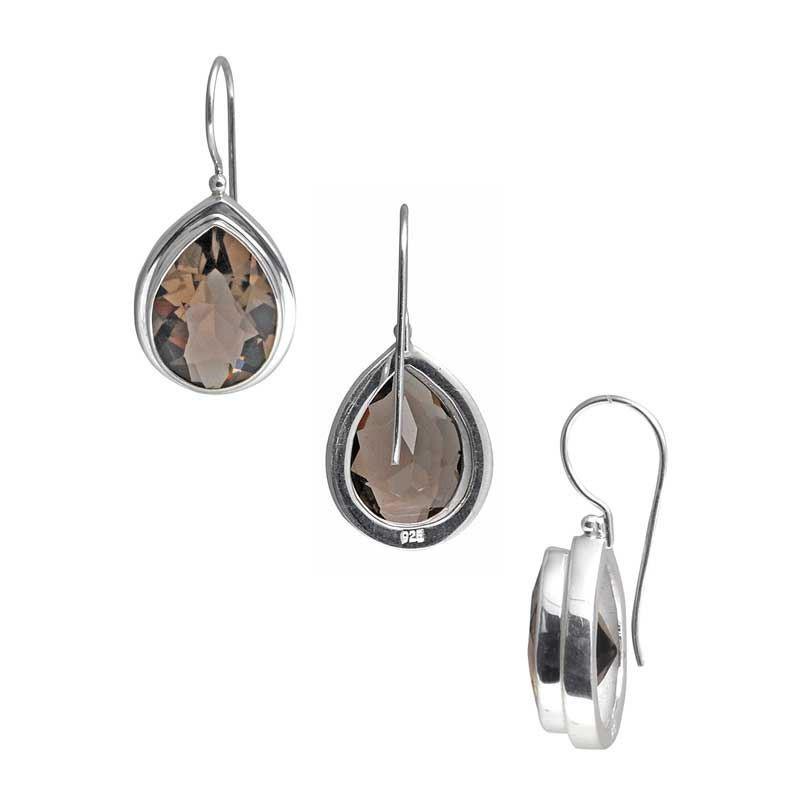 SE-2226-ST Sterling Silver Earring With Smokey Quartz Jewelry Bali Designs Inc 