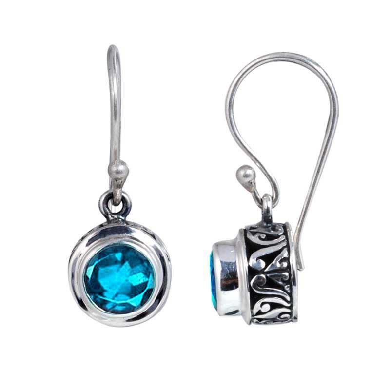 SE-2295-BT Sterling Silver Earring With Blue Topaz Jewelry Bali Designs Inc 