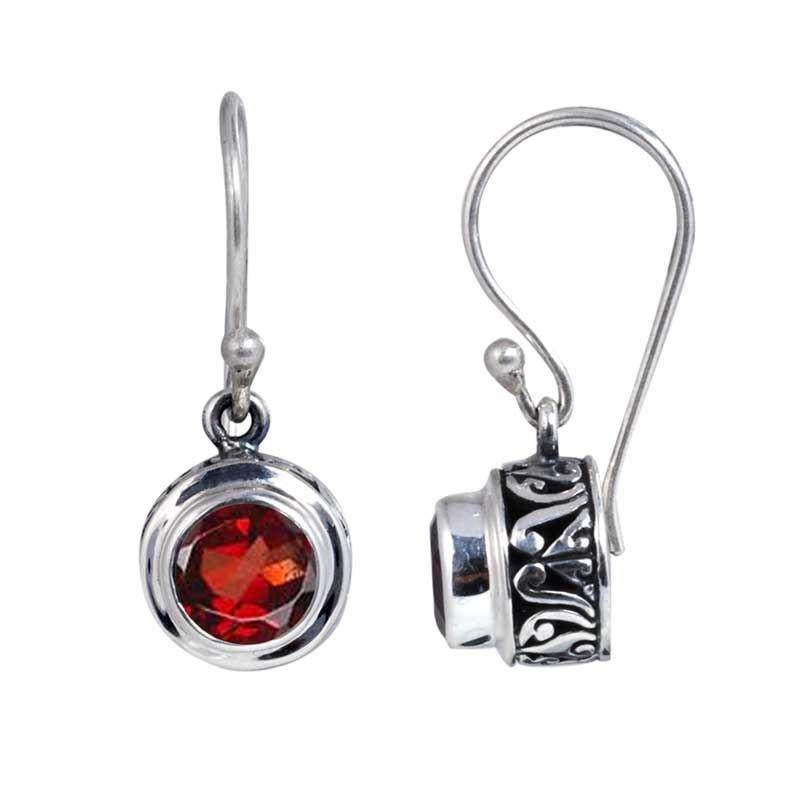 SE-2295-GA Sterling Silver Earring With Garnet Jewelry Bali Designs Inc 