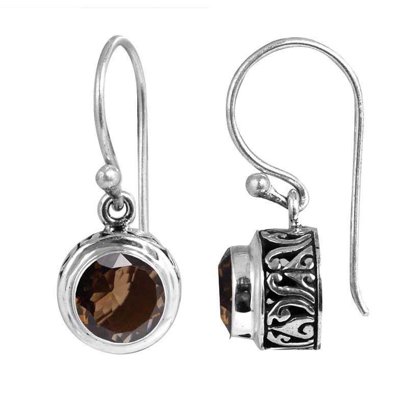 SE-2295-ST Sterling Silver Earring With Smokey Quartz Jewelry Bali Designs Inc 