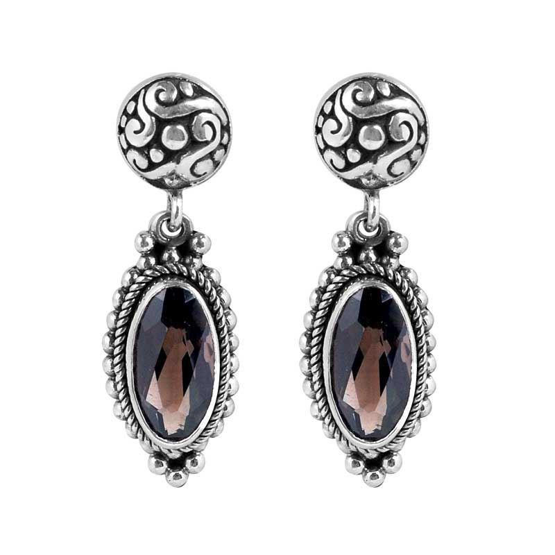 SE-2297-ST Sterling Silver Earring With Smokey Quartz Jewelry Bali Designs Inc 