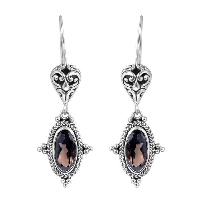 SE-2298-ST Sterling Silver Earring With Smokey Quartz Jewelry Bali Designs Inc 