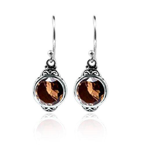 SE-2315-ST Sterling Silver Earring With Smokey Quartz Jewelry Bali Designs Inc 