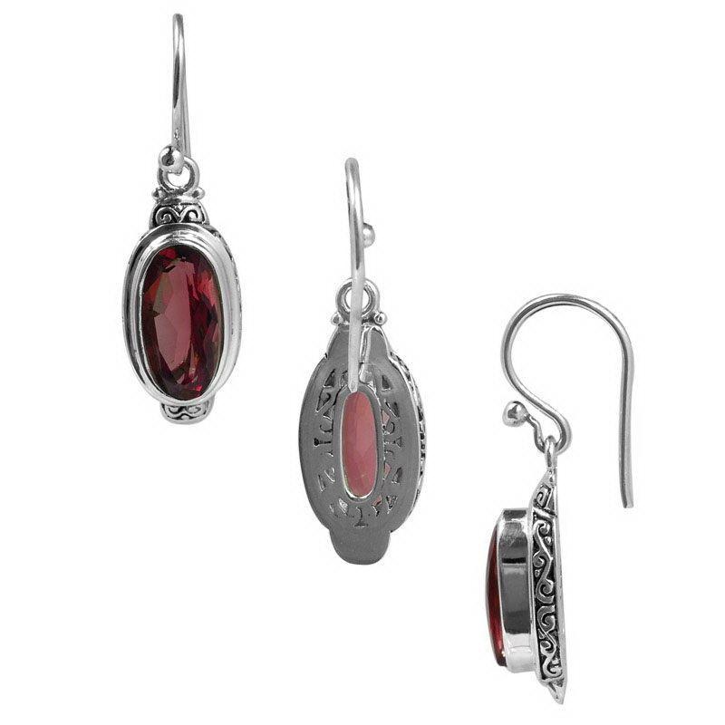 SE-2316-GA Sterling Silver Earring With Garnet Q. Jewelry Bali Designs Inc 