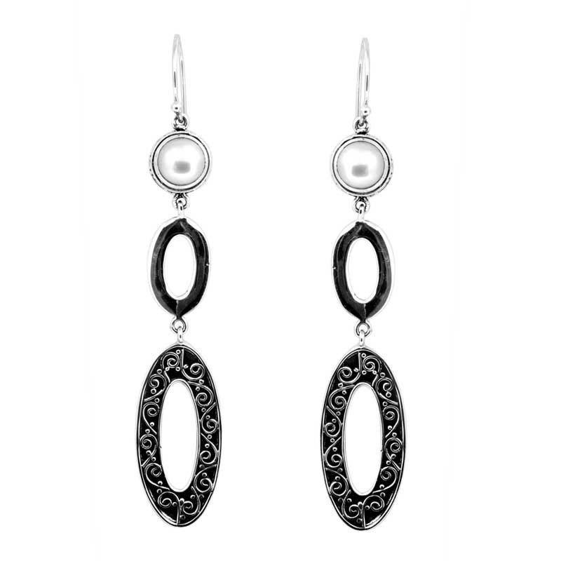 SE-2323-PEW Sterling Silver Earring With Pearl Jewelry Bali Designs Inc 