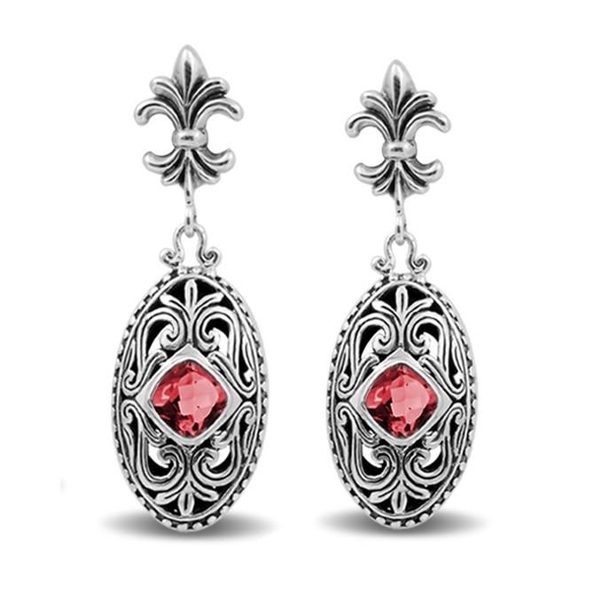 SE-2389-GA Sterling Silver Earring With Garnet Q. Jewelry Bali Designs Inc 
