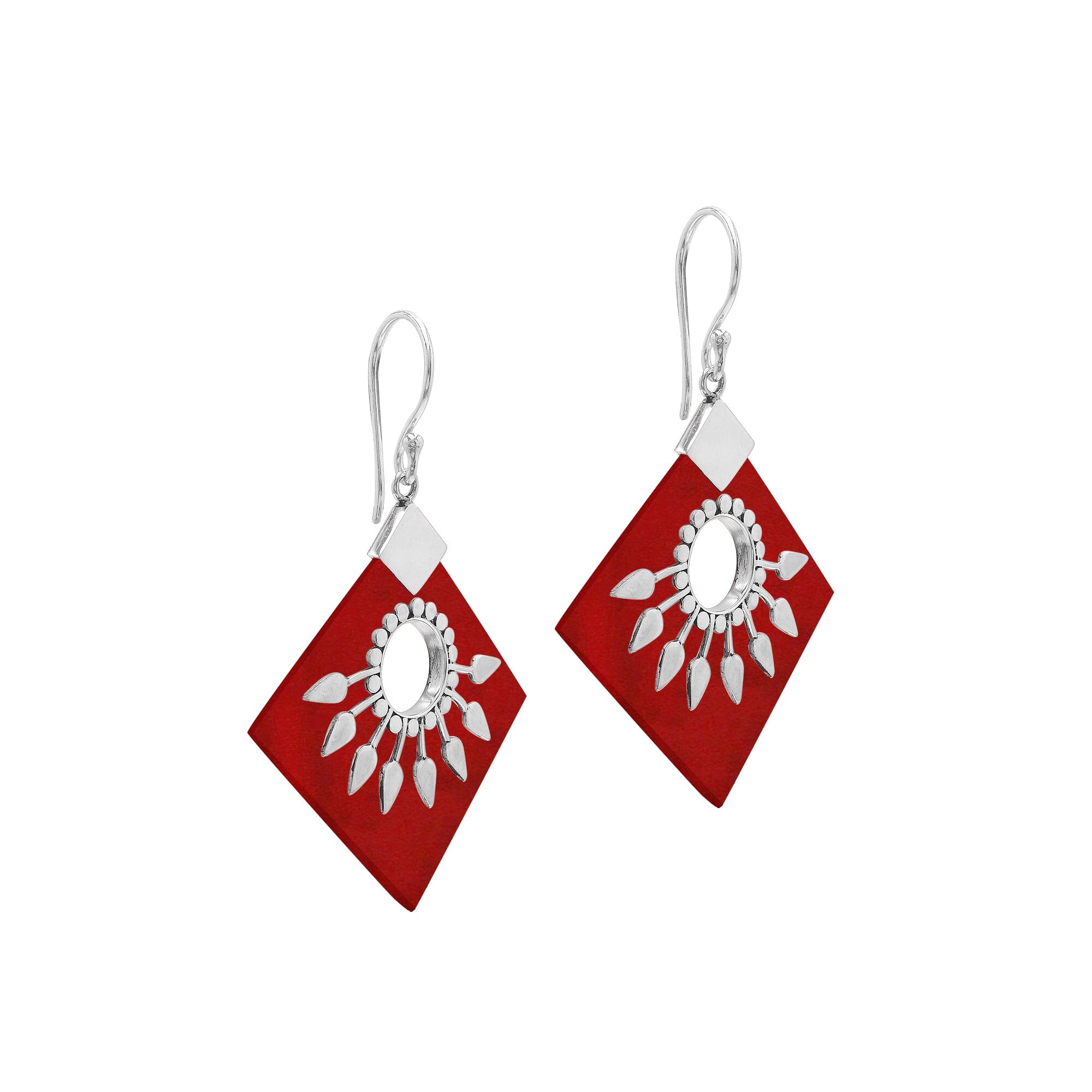 SE-5217-CR Sterling Silver Earring With Coral Jewelry Bali Designs Inc 