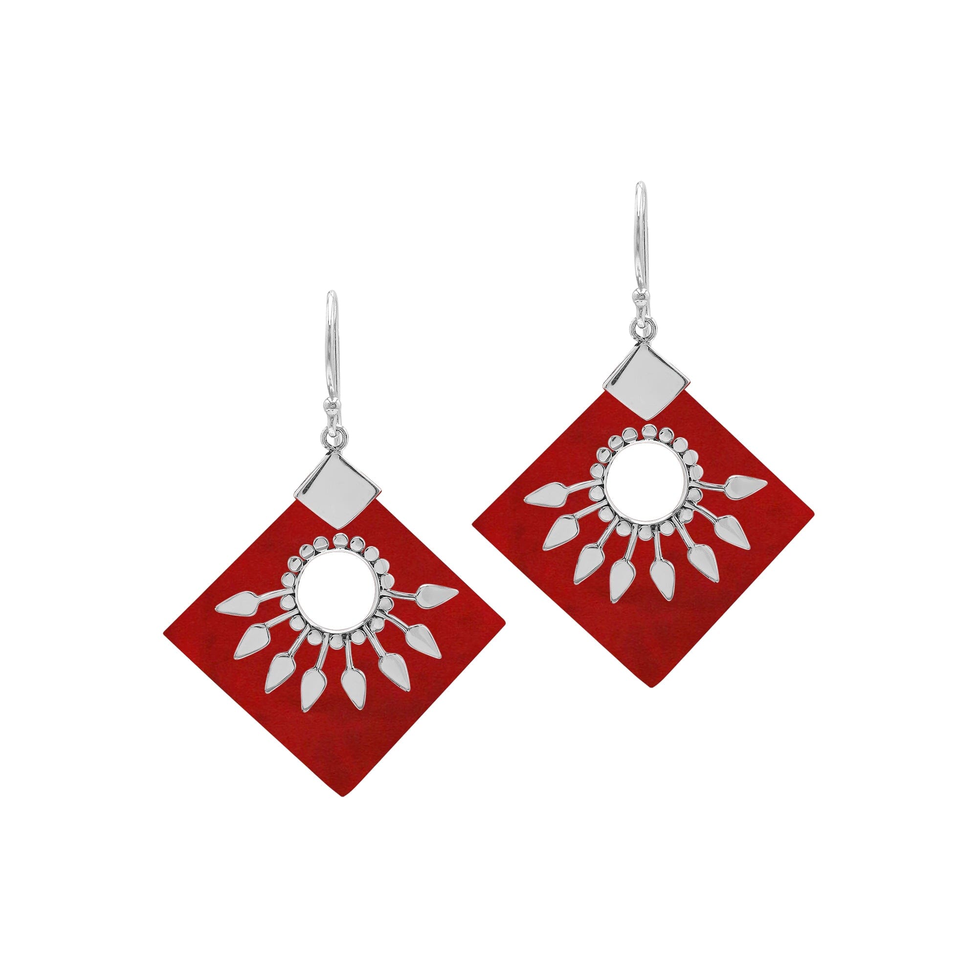 SE-5217-CR Sterling Silver Earring With Coral Jewelry Bali Designs Inc 