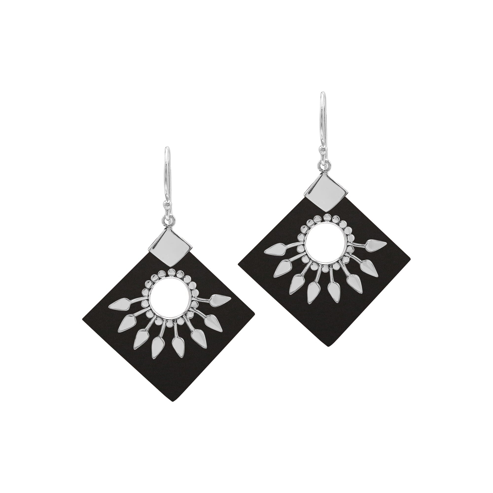 SE-5217-SHB Sterling Silver Earring With Black Shell Jewelry Bali Designs Inc 