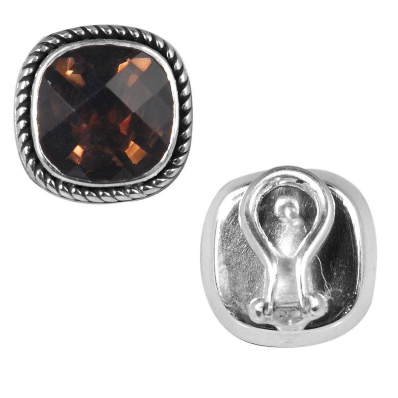 SE-8051-ST Sterling Silver Earring With Smokey Quartz Jewelry Bali Designs Inc 