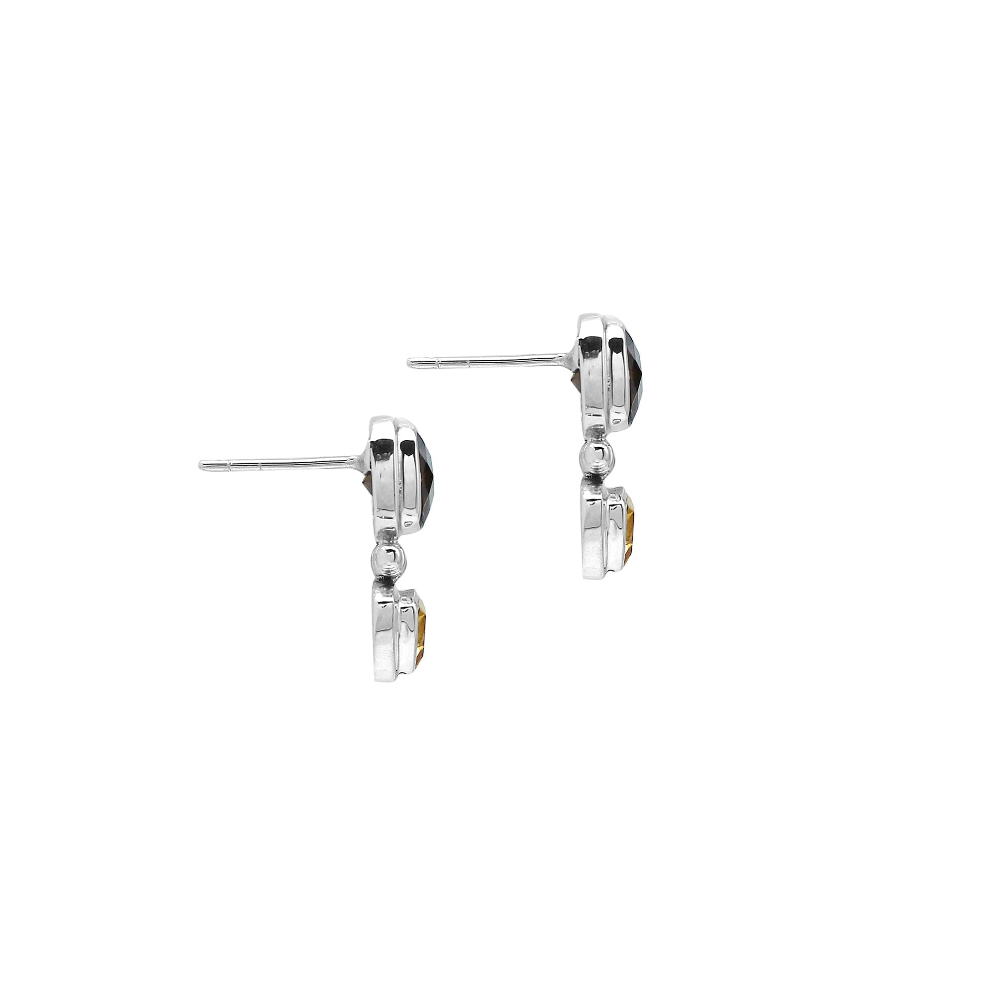 SE-8115-CO1 Sterling Silver Earring With Smokey Quartz, Citrine Q. Jewelry Bali Designs Inc 