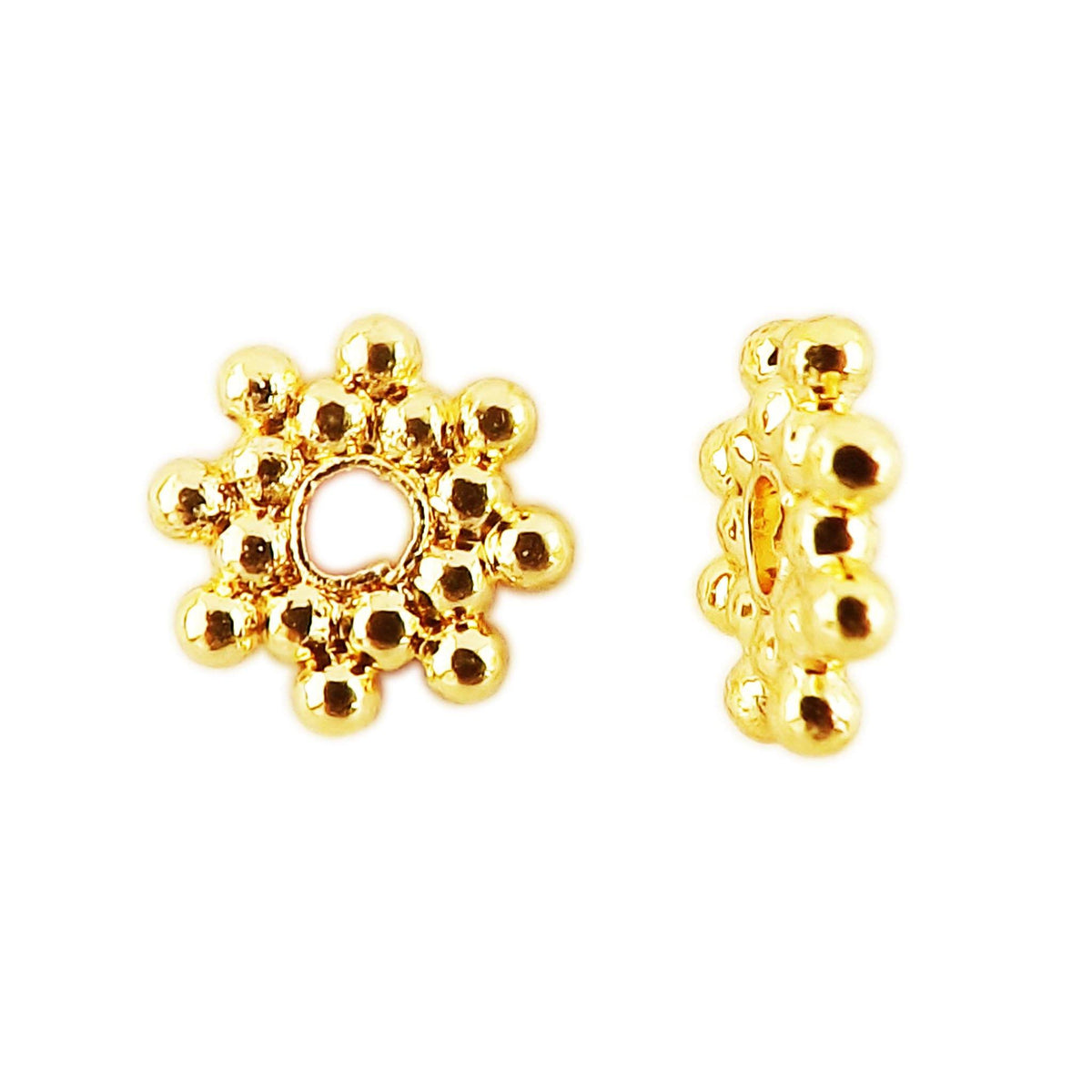 18K gold overlay beaded round spacer charm handcrafted in India for DIY jewelry making