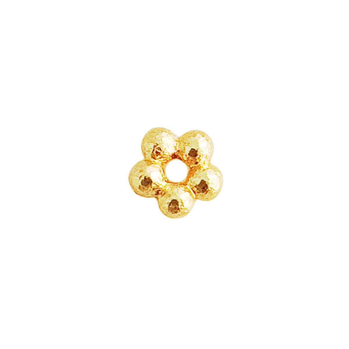 18K gold overlay floral spacer bead from India crafted in copper with polished textured finish for jewelry making