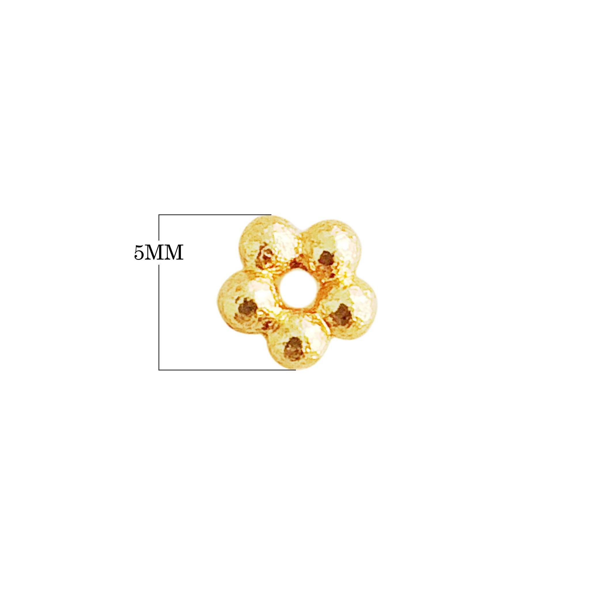 18K gold overlay floral spacer bead from India crafted in copper with polished textured finish for jewelry making