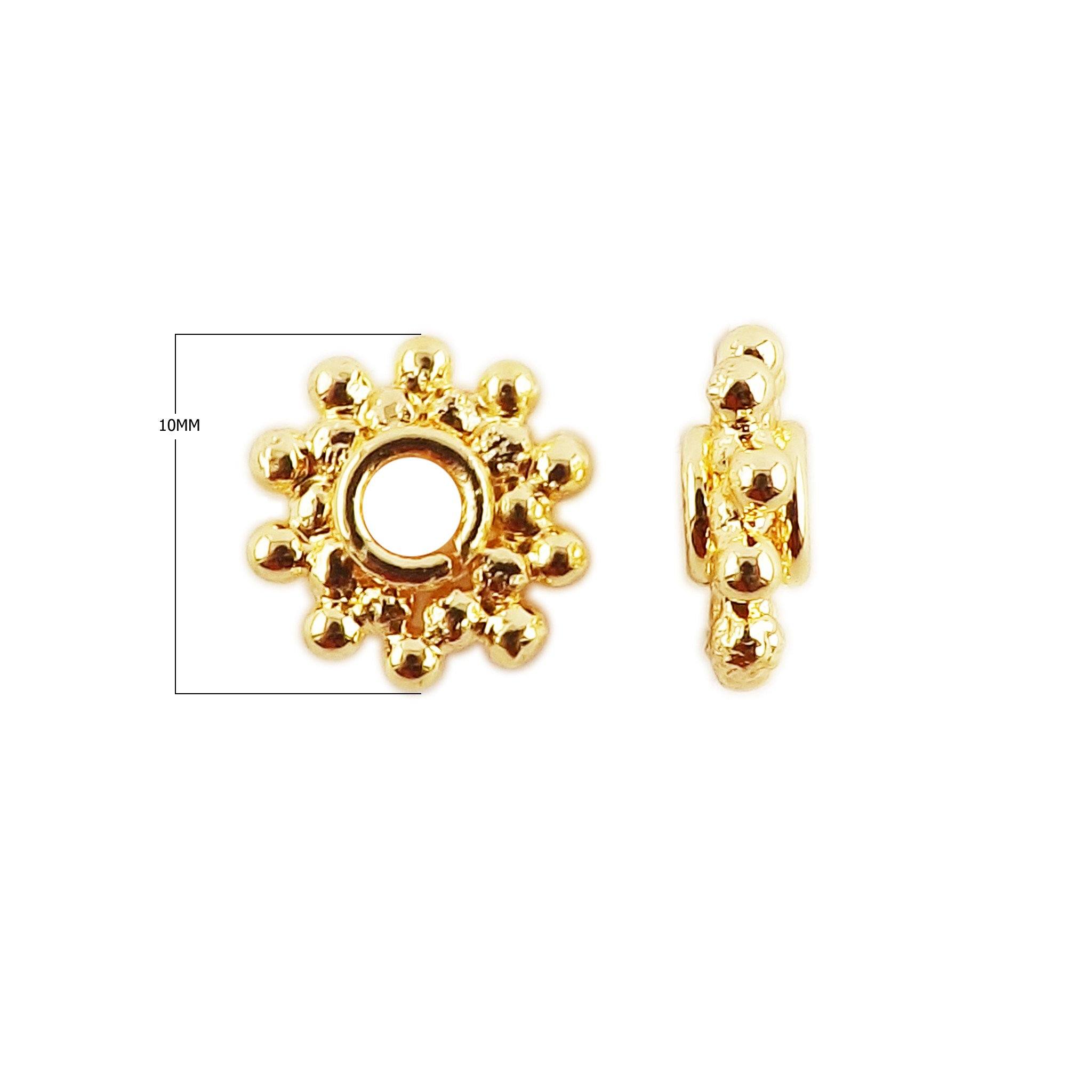 Elegant Bali spacer bead with 18K gold overlay, handcrafted in India