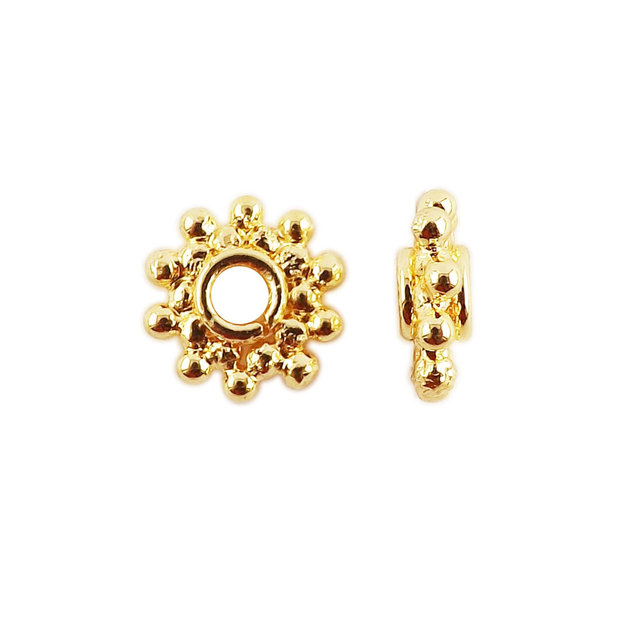 Elegant Bali spacer bead with 18K gold overlay, handcrafted in India