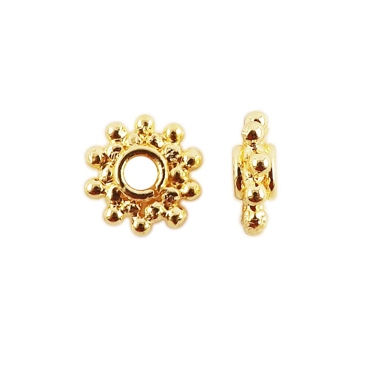 Elegant Bali spacer bead with 18K gold overlay, handcrafted in India