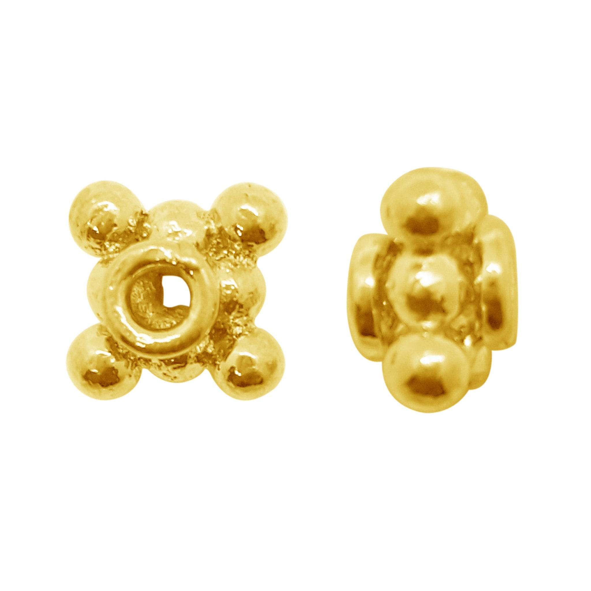Decorative 18K gold overlay spacer beads, handcrafted artisan jewelry from India