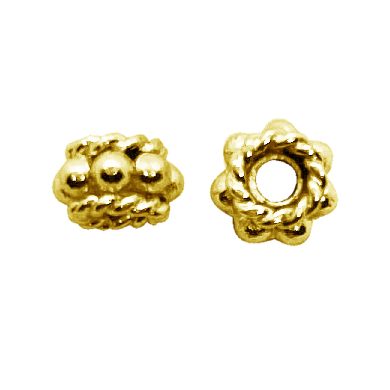 Decorative Bali floral spacer bead with 18K gold overlay, handcrafted in India
