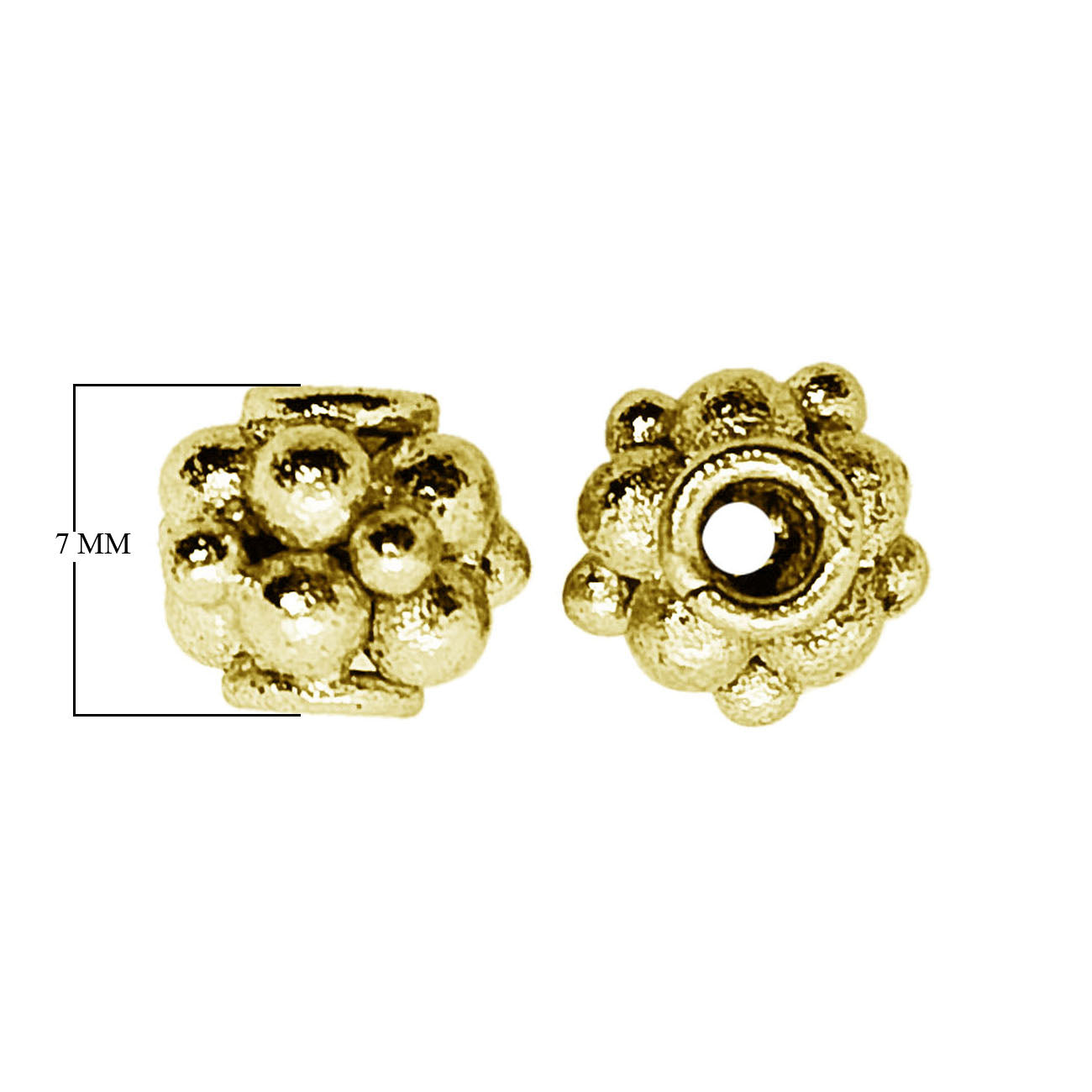 Decorative Bali cluster spacer bead with 18K gold overlay, handcrafted India
