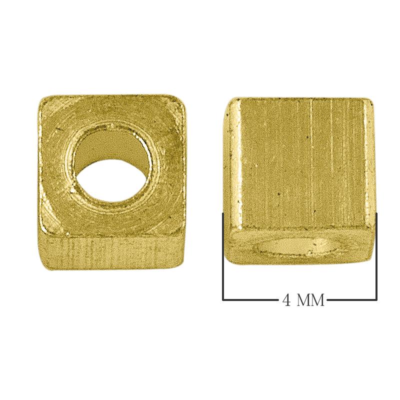 Elegant 18K gold overlay square spacer bead handcrafted in India for jewelry designs
