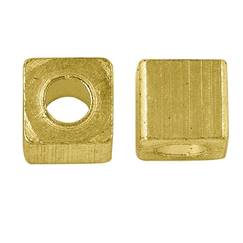 Elegant 18K gold overlay square spacer bead handcrafted in India for jewelry designs