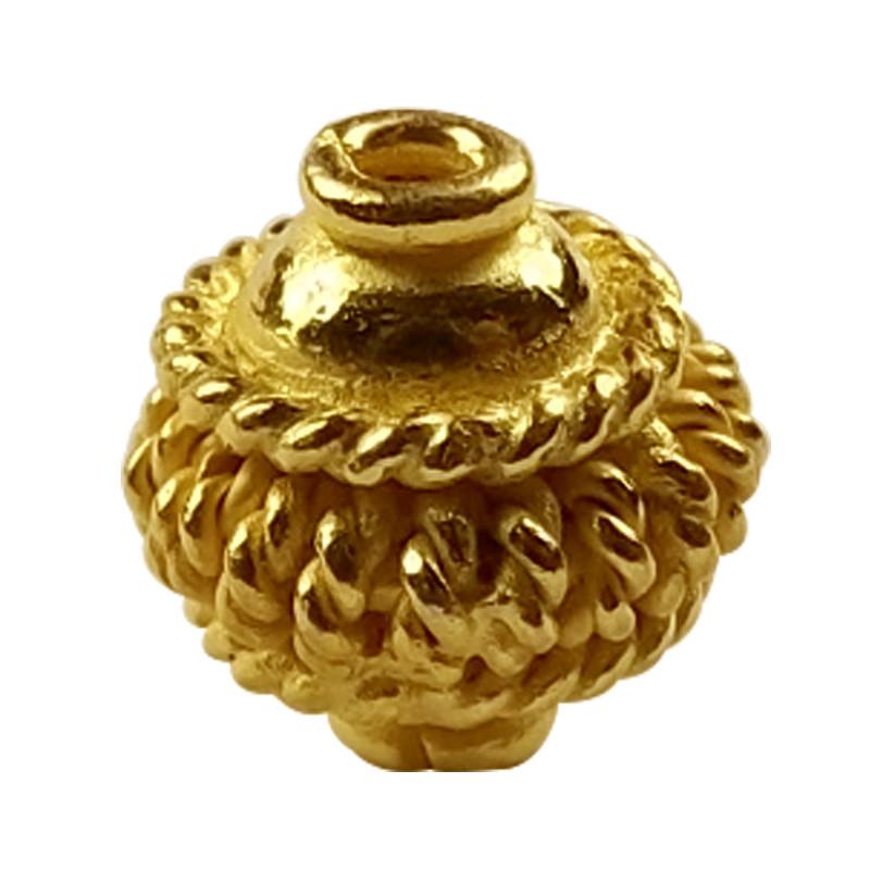 18K gold overlay rope textured Bali spacer bead handcrafted in India for retail and DIY jewelry designs
